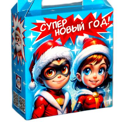 Детский новогодний подарок в картонной упаковке весом 300 грамм