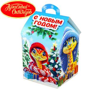 Сладкий подарок на Новый Год в картонной упаковке весом 600 грамм по цене 654 руб в Балее